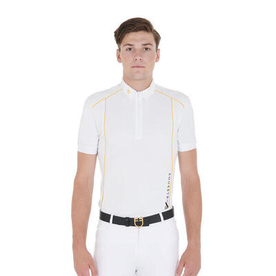 Slim fit herenpolo technische stof met biezen
