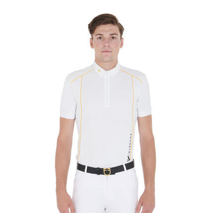 Polo homme slim fit en tissu technique avec liseré