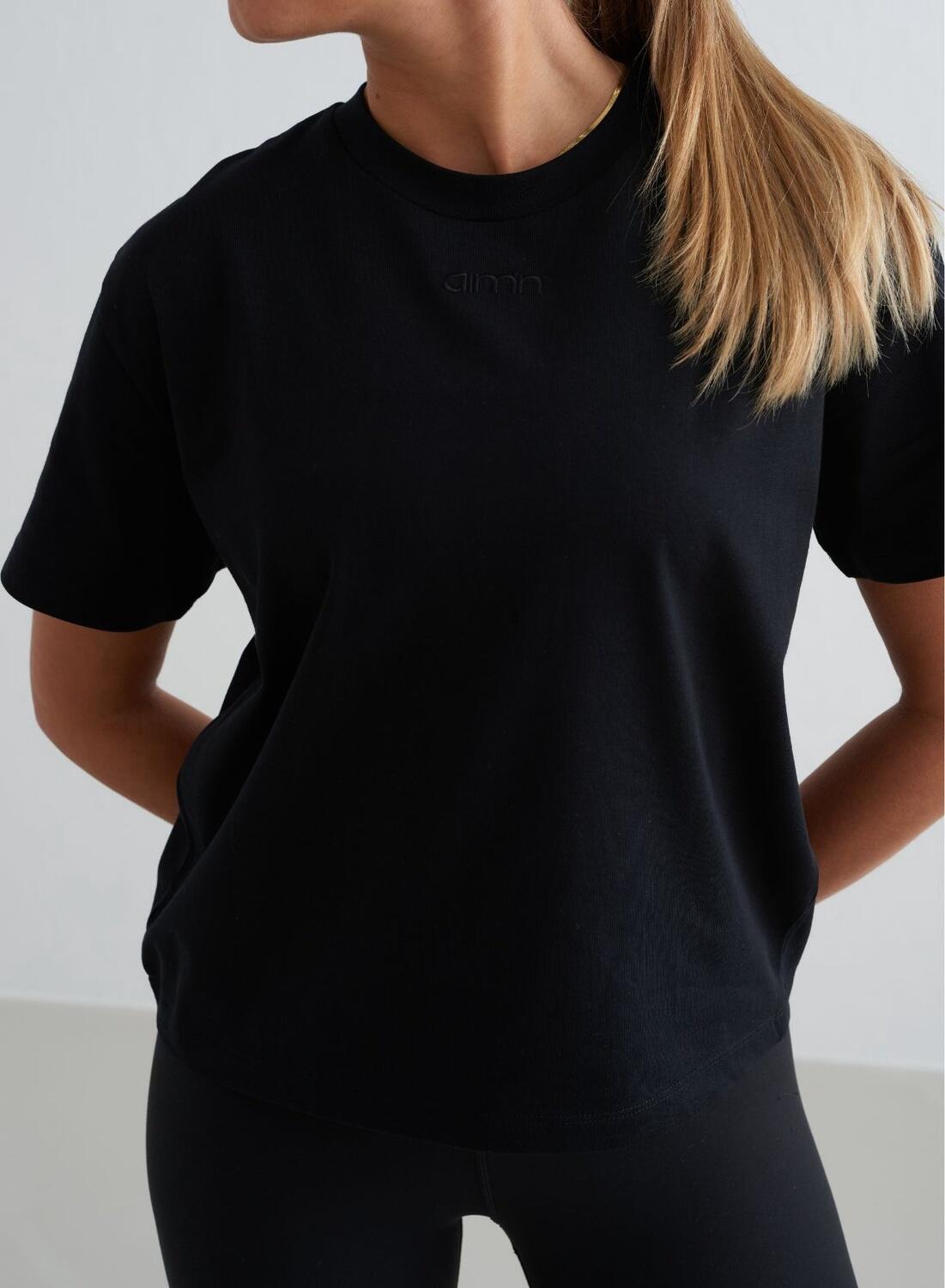 Femme T-shirt Ample à Manches Courtes Noir 5/5