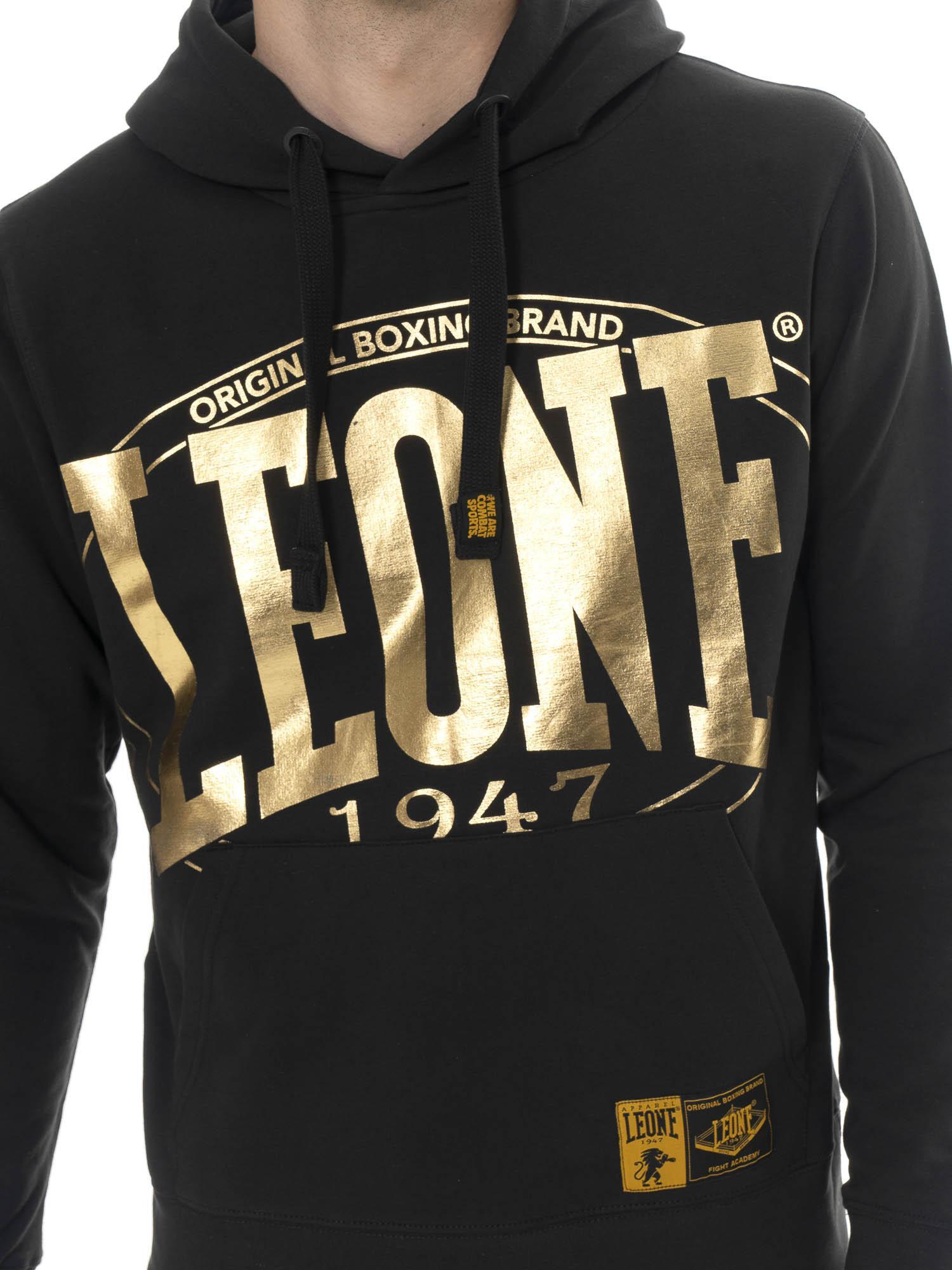 Felpa invernale da uomo con cappuccio pull on, logo grande Leone 1947 Gold 3/5