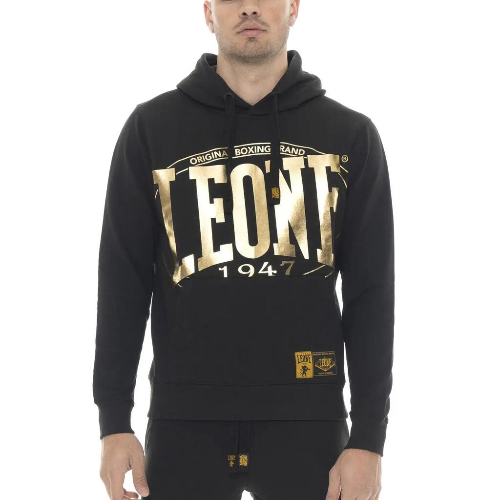 Men's winter pull-on hoodie with large Leone 1947 Gold logo