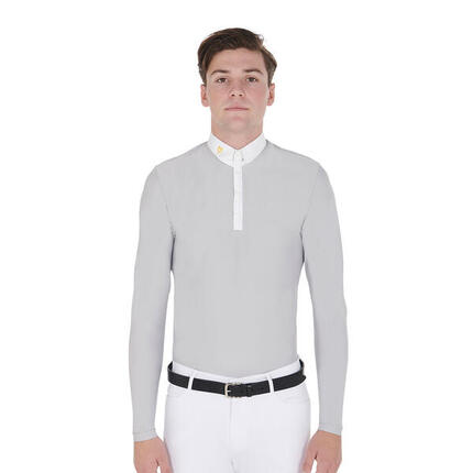 Polo homme manches longues en tissu technique molletonné