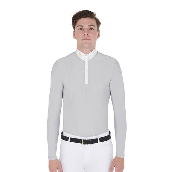 Polo homme manches longues en tissu technique molletonné