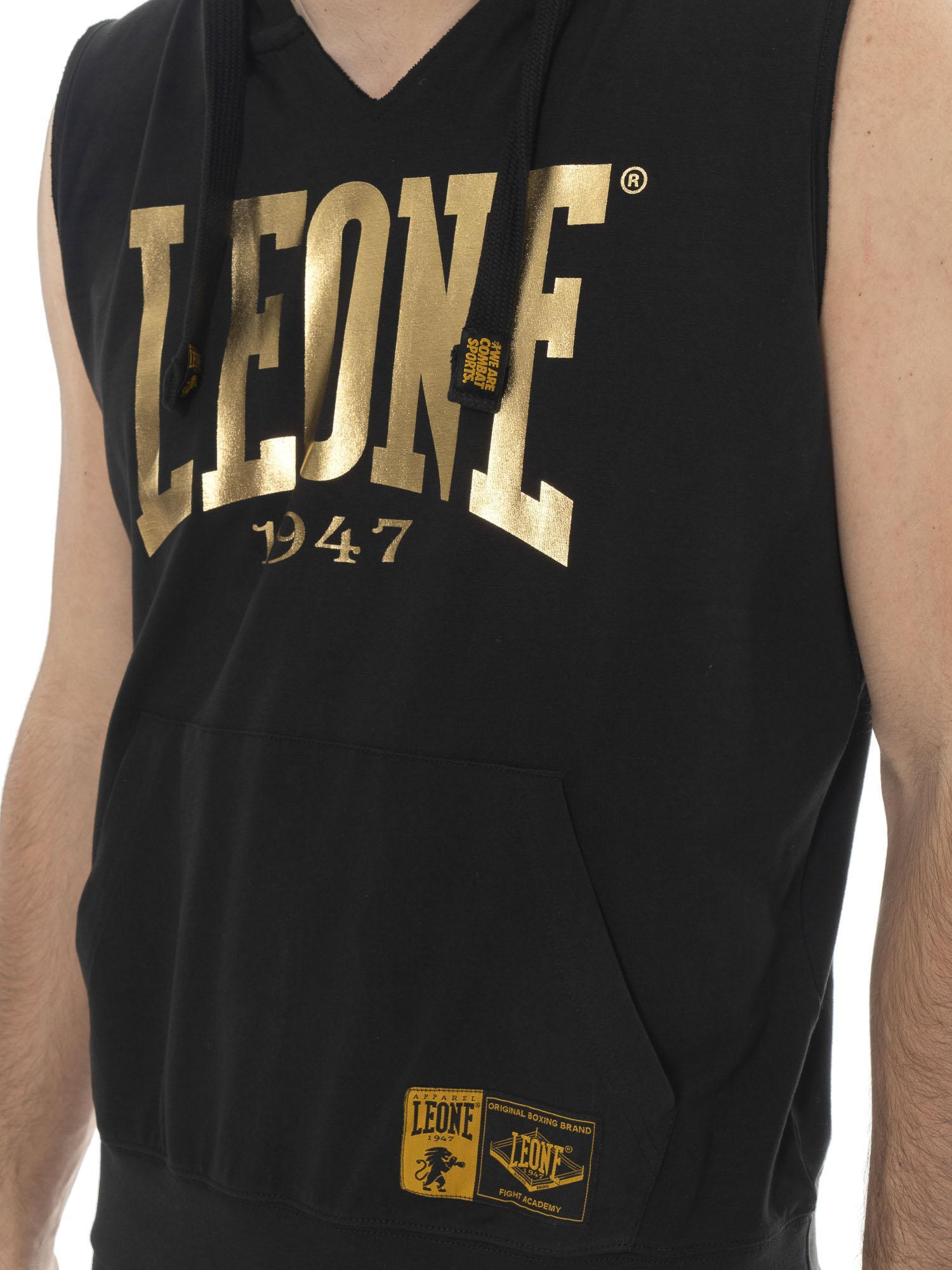 Mouwloze hoodie voor heren met groot Leone 1947 Gold-logo 3/5