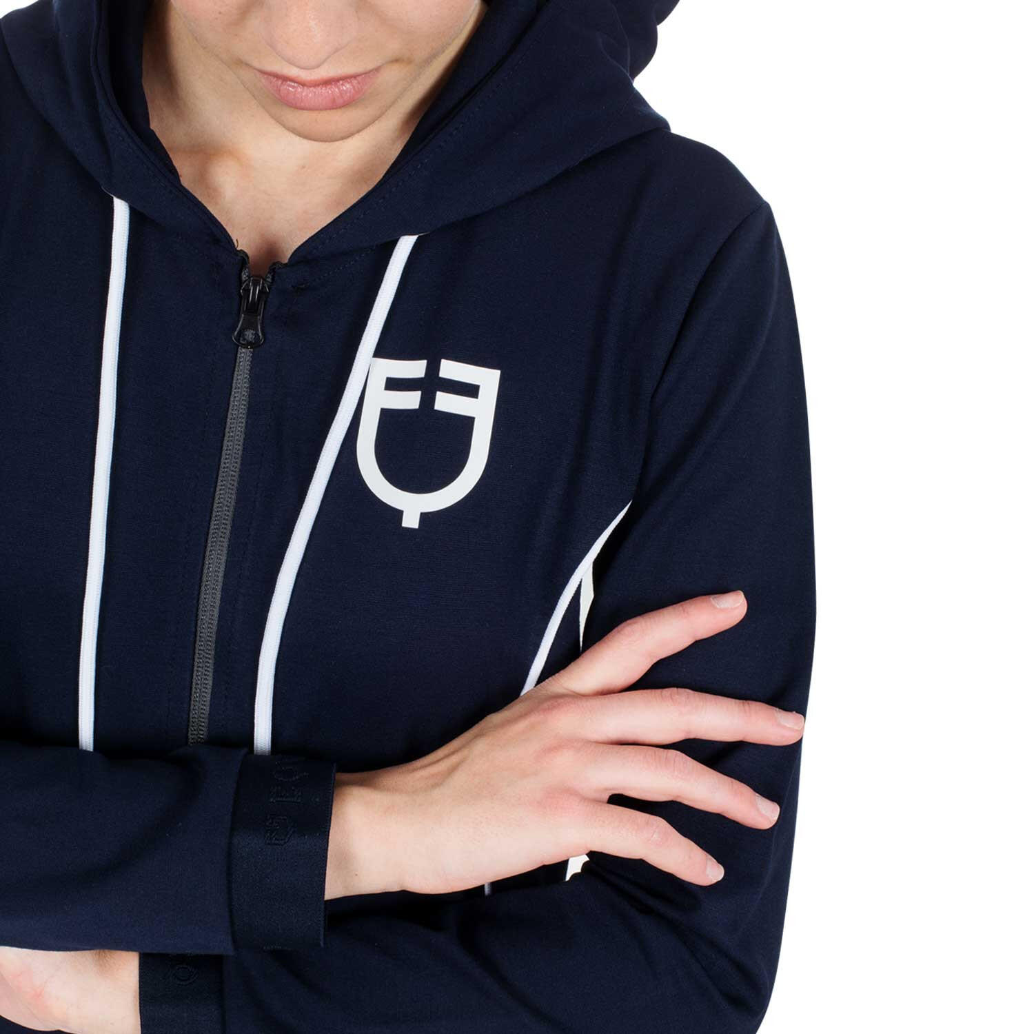 Felpa feminina zíper frontal tecido técnico interlock 3/7