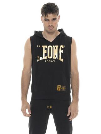 Ärmelloser Herren-Hoodie mit großem Leone 1947 Gold-Logo