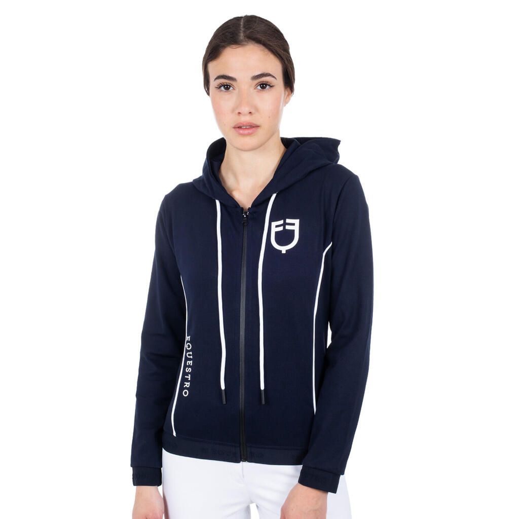 Women's sweatshirt front zip technical interlock fabric