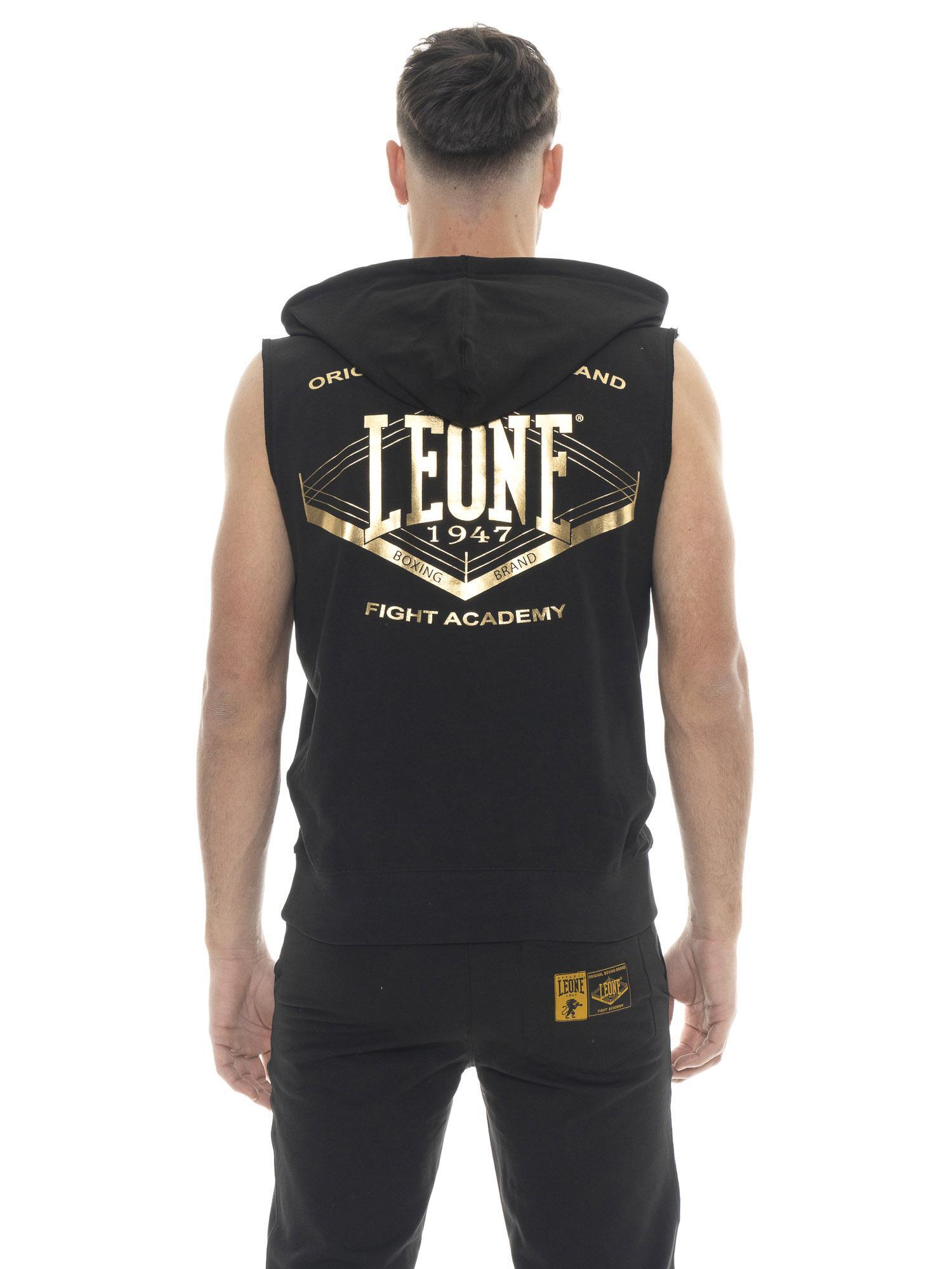 Mouwloze hoodie voor heren met groot Leone 1947 Gold-logo 4/5