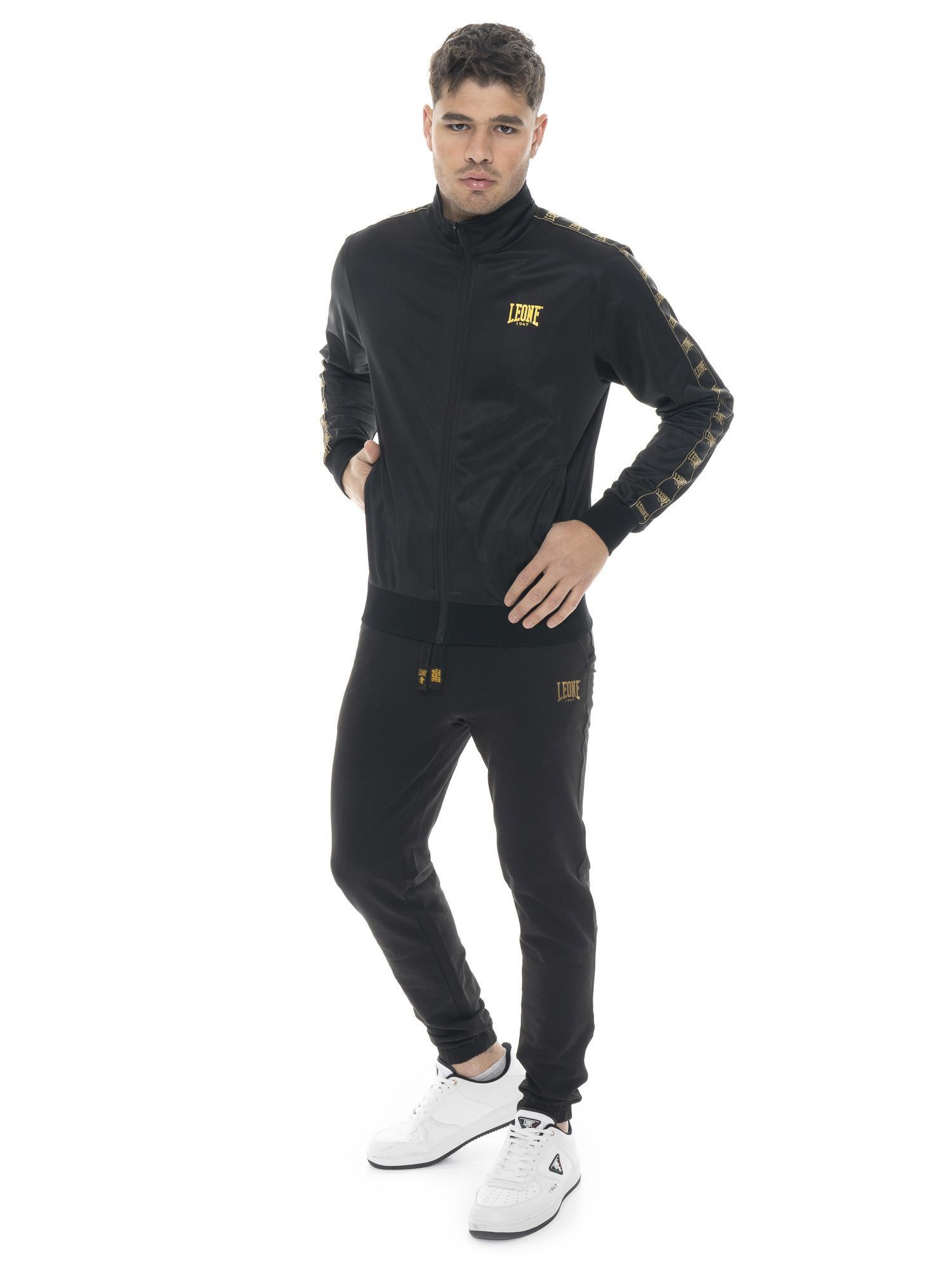 Bluza męska Leone 1947 Apparel ze stójką i zamkiem z małym logo złoty detal
