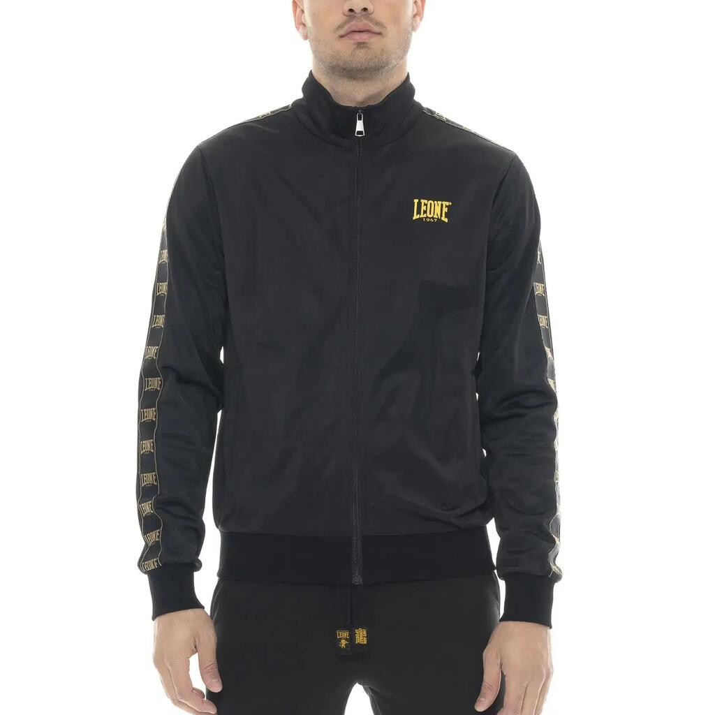 Men's high-neck, full-zip triacetate sweatshirts with small Leone 1947 Gold logo