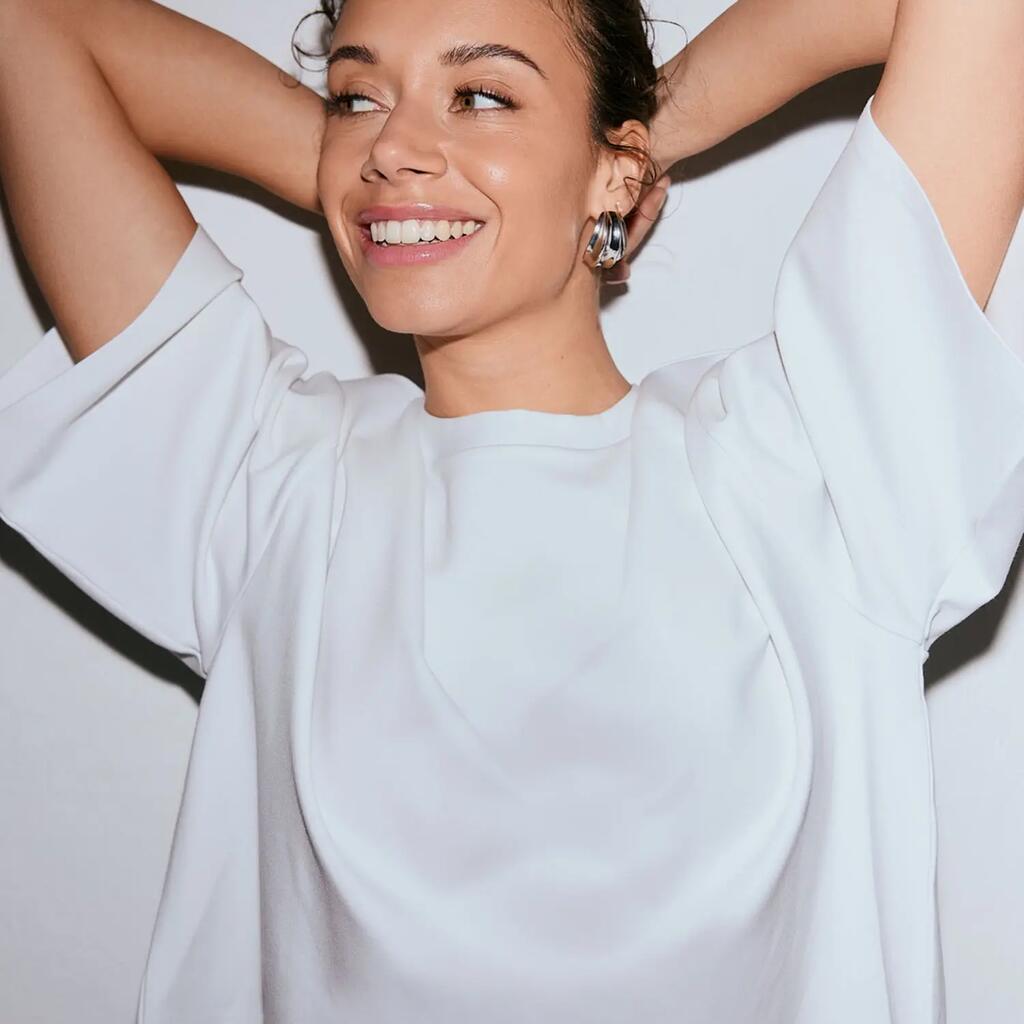 Women's T-Shirt Boxy Relaxed Short Sleeve Modal Blend Luxe White