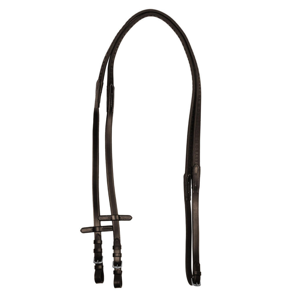 Rubber reins with raised grip and silver finishes