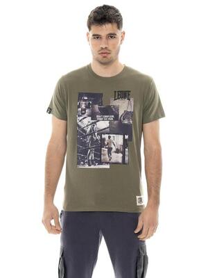Heren t-shirt met korte mouwen van katoen met leone 1947 graphics print.