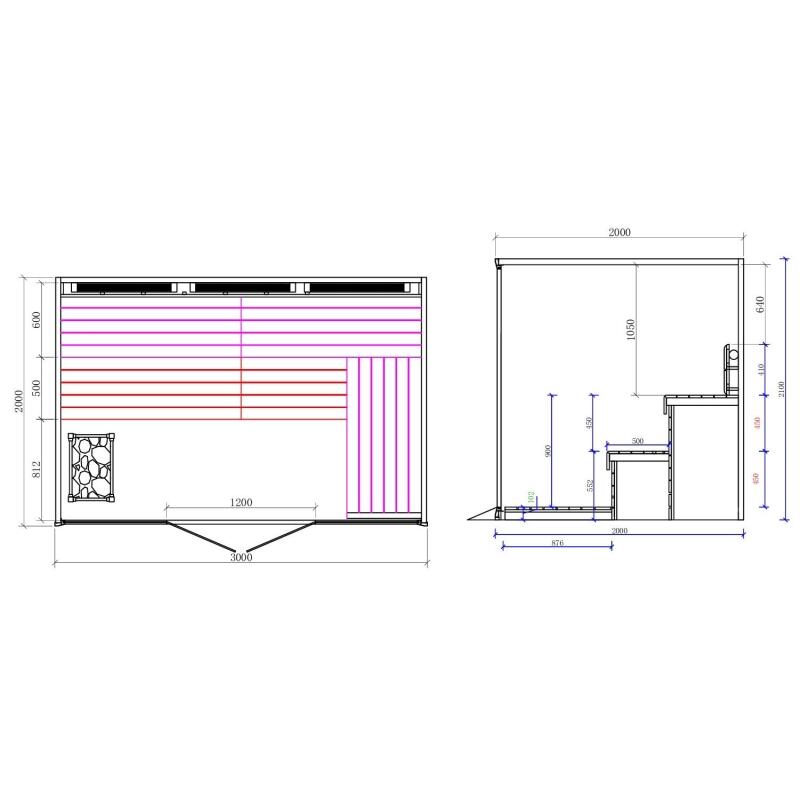 Sauna traditionnel Boreal® CELEST PRO 300 - 8 places - 300x200x210 cm 5/7