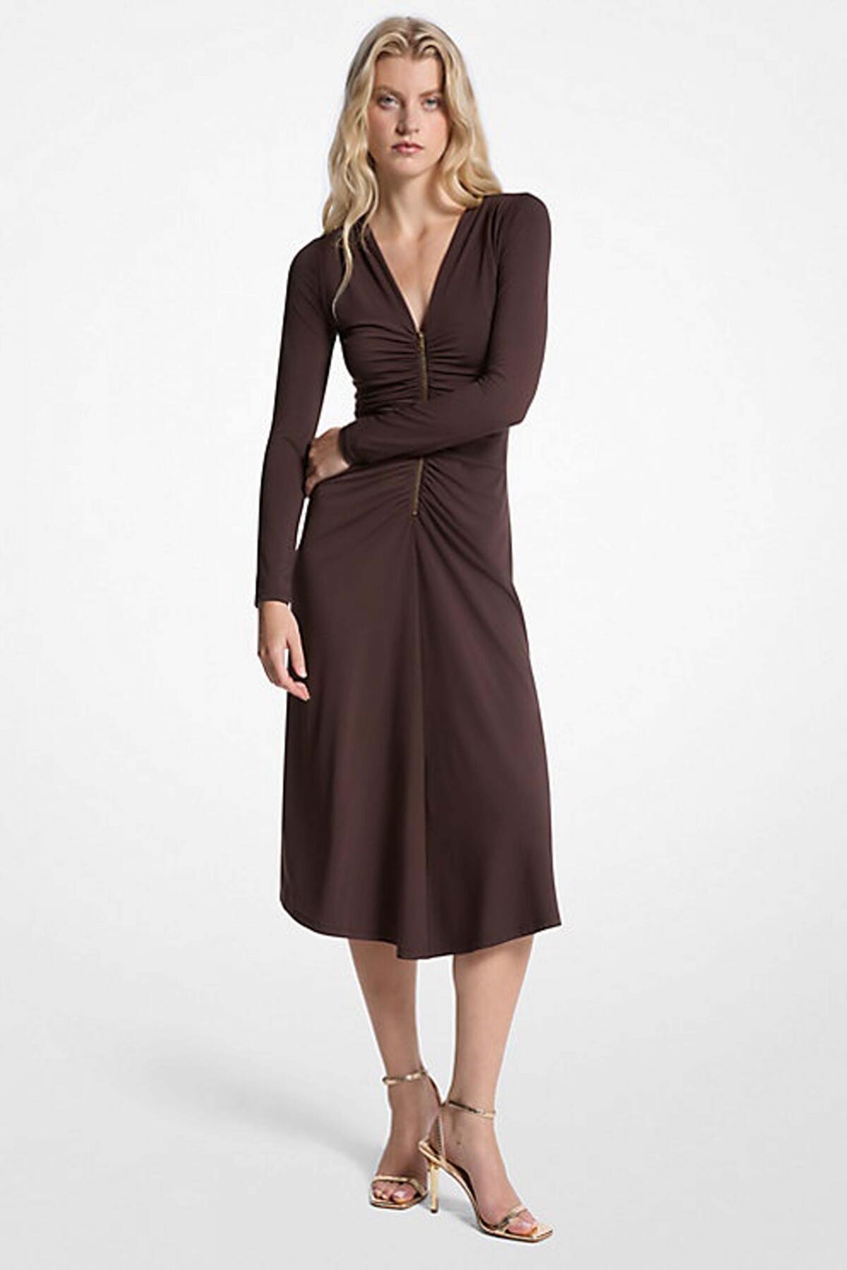 Vestidos Mujer Michael Kors Zip Ls Cf Ruch Midi Drs 4/5