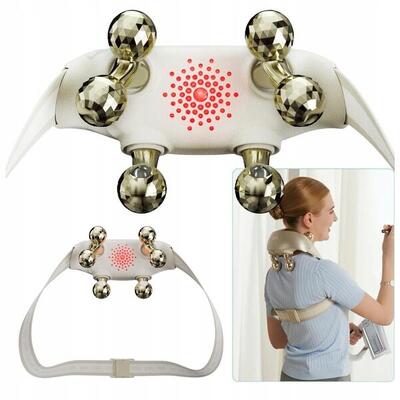 Draadloze nek- & schoudermassager met warmte & roodlicht h7 ultra e goud