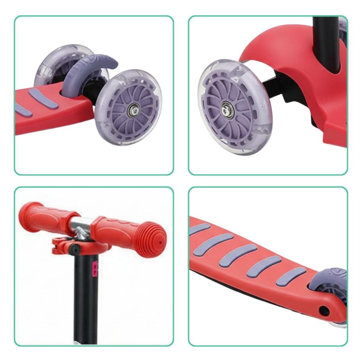 Bambini Monopattino 3 Ruote LED Regolabile Limbo Rosso 7/7