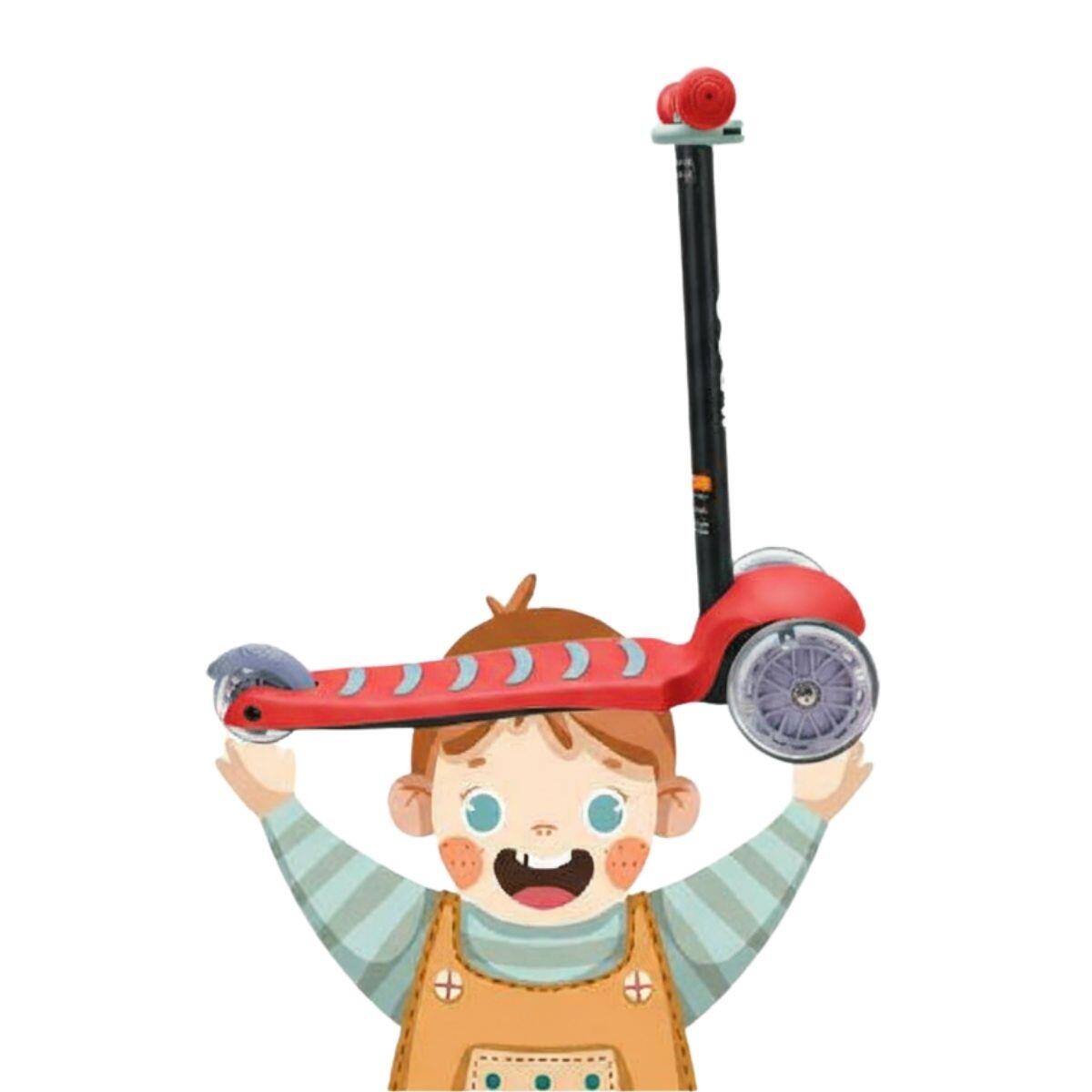 Bambini Monopattino 3 Ruote LED Regolabile Limbo Rosso 5/7