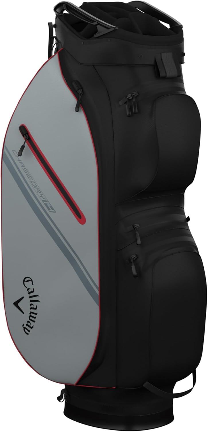 Callaway Chase Dry 14 Cart Bag, Saco de golfe para carrinho, Preto/Cinza/Vermelh 2/5