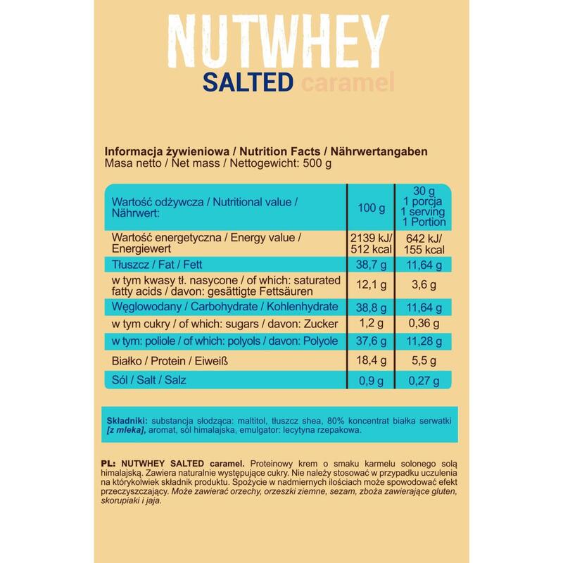 Pâte à tartiner hyperprotéinée NUTWHEY SALTED CARAMEL 500g