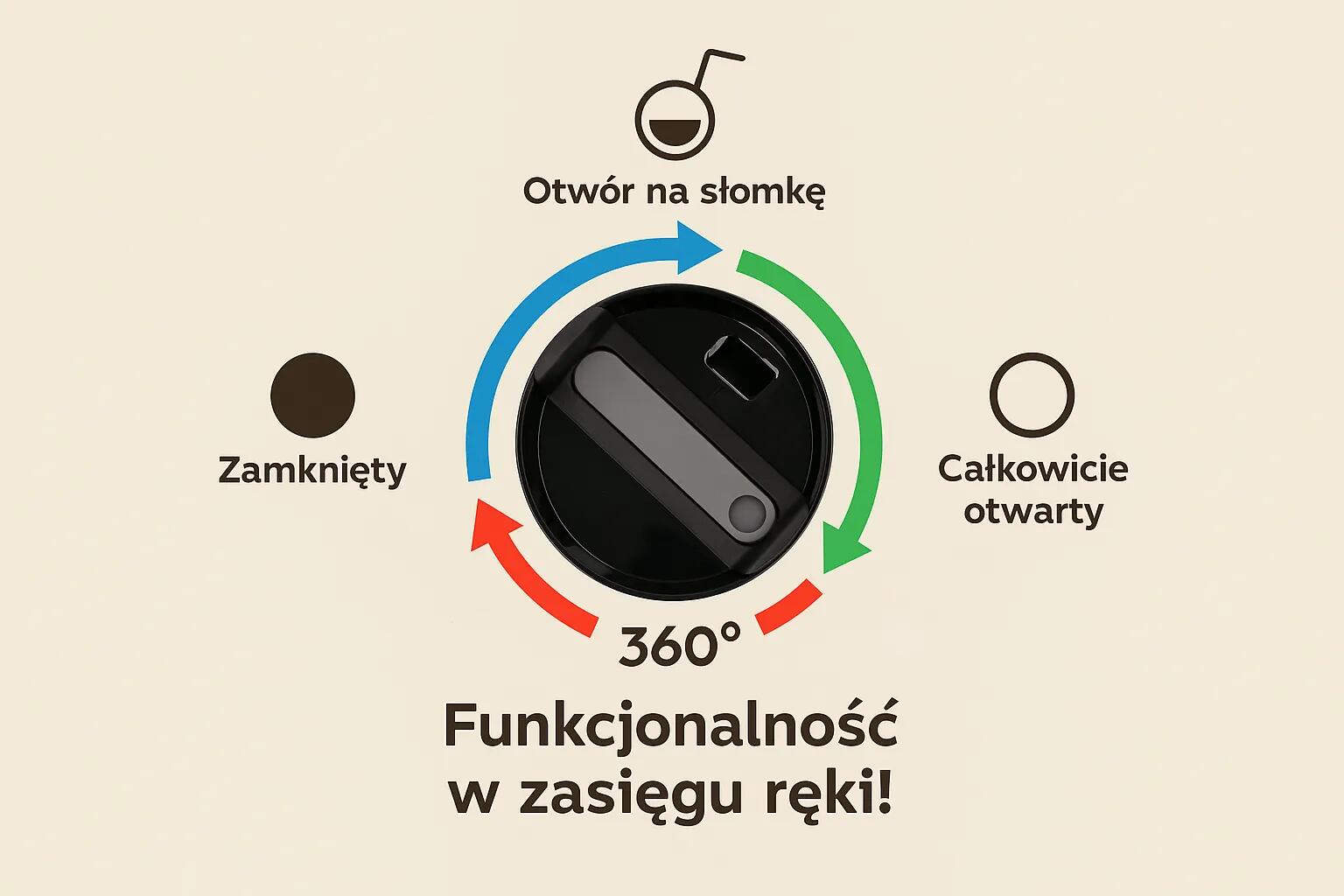 Kubek termiczny ze słomką termos z uchwytem 1200ml CZARNY Black Forest 6/7