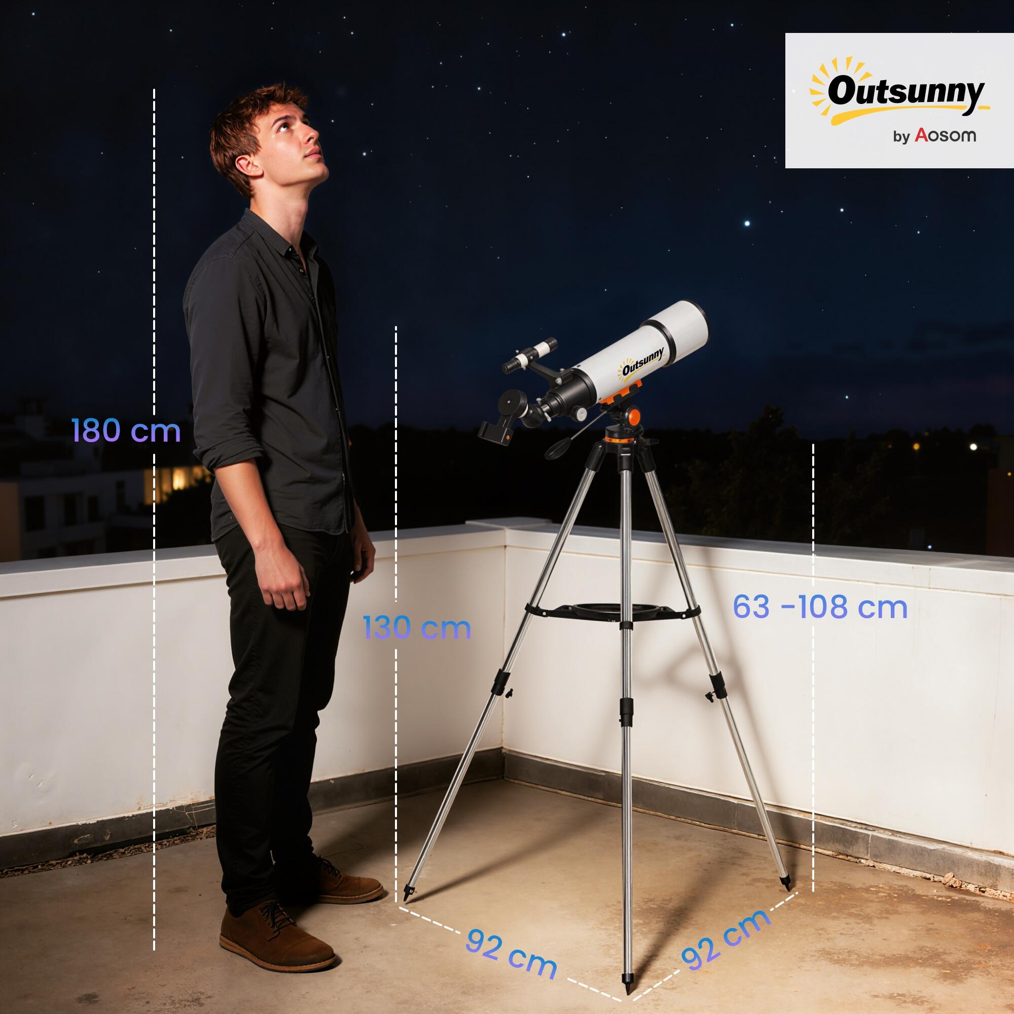 Outsunny Telescopio Astronomico con Montatura AZ e 2 Lenti Oculari Bianco Nero 3/8