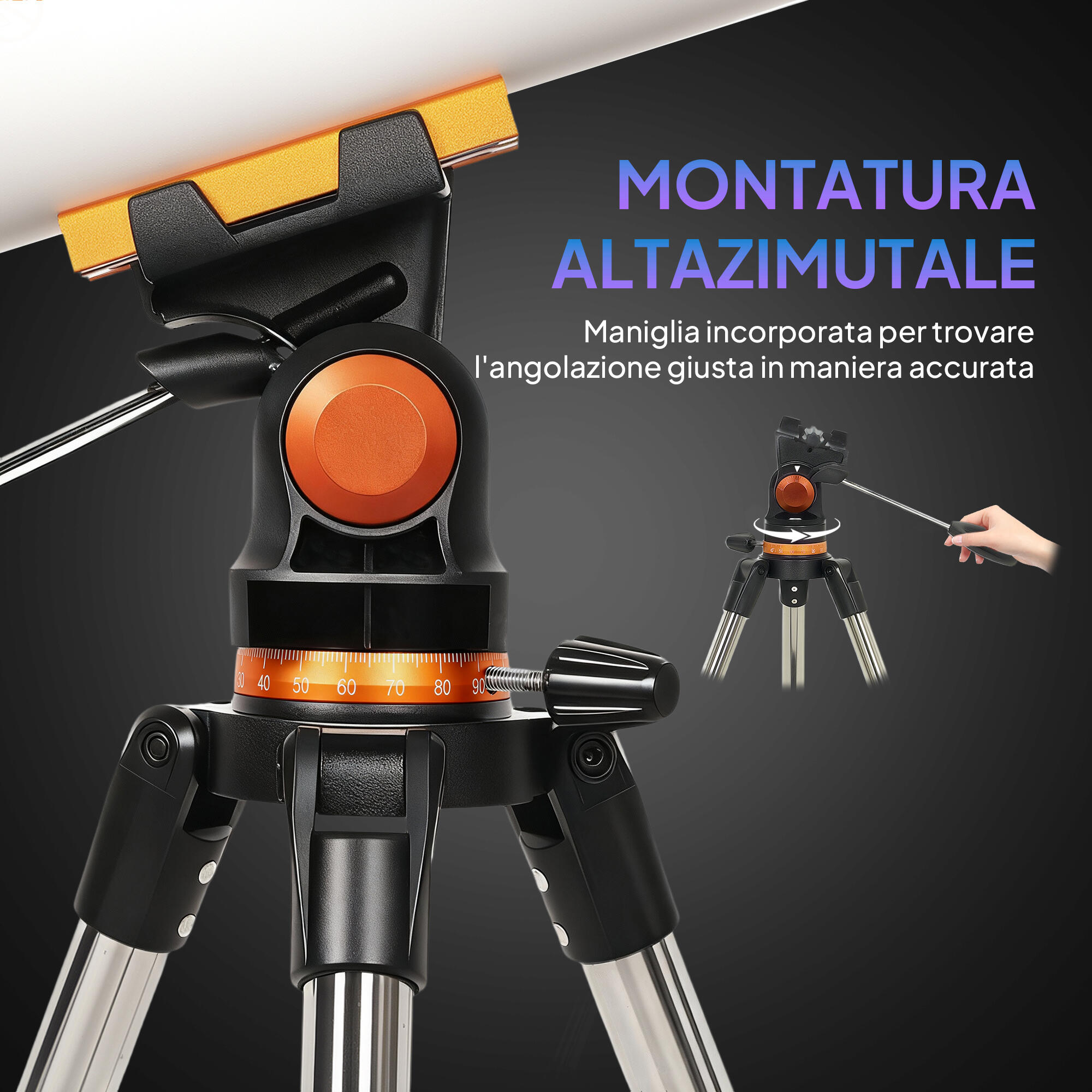 Outsunny Telescopio Astronomico con Montatura AZ e 2 Lenti Oculari Bianco Nero 6/8