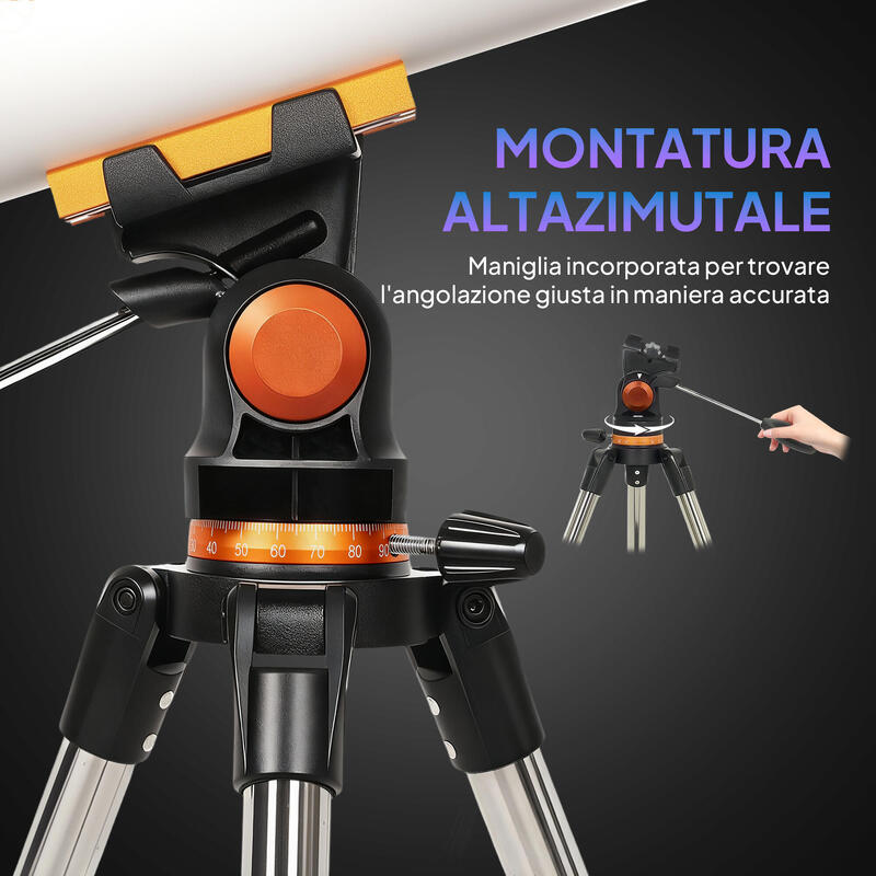 Telescop astronomic Outsunny cu montură AZ și 2 oculare alb-negru
