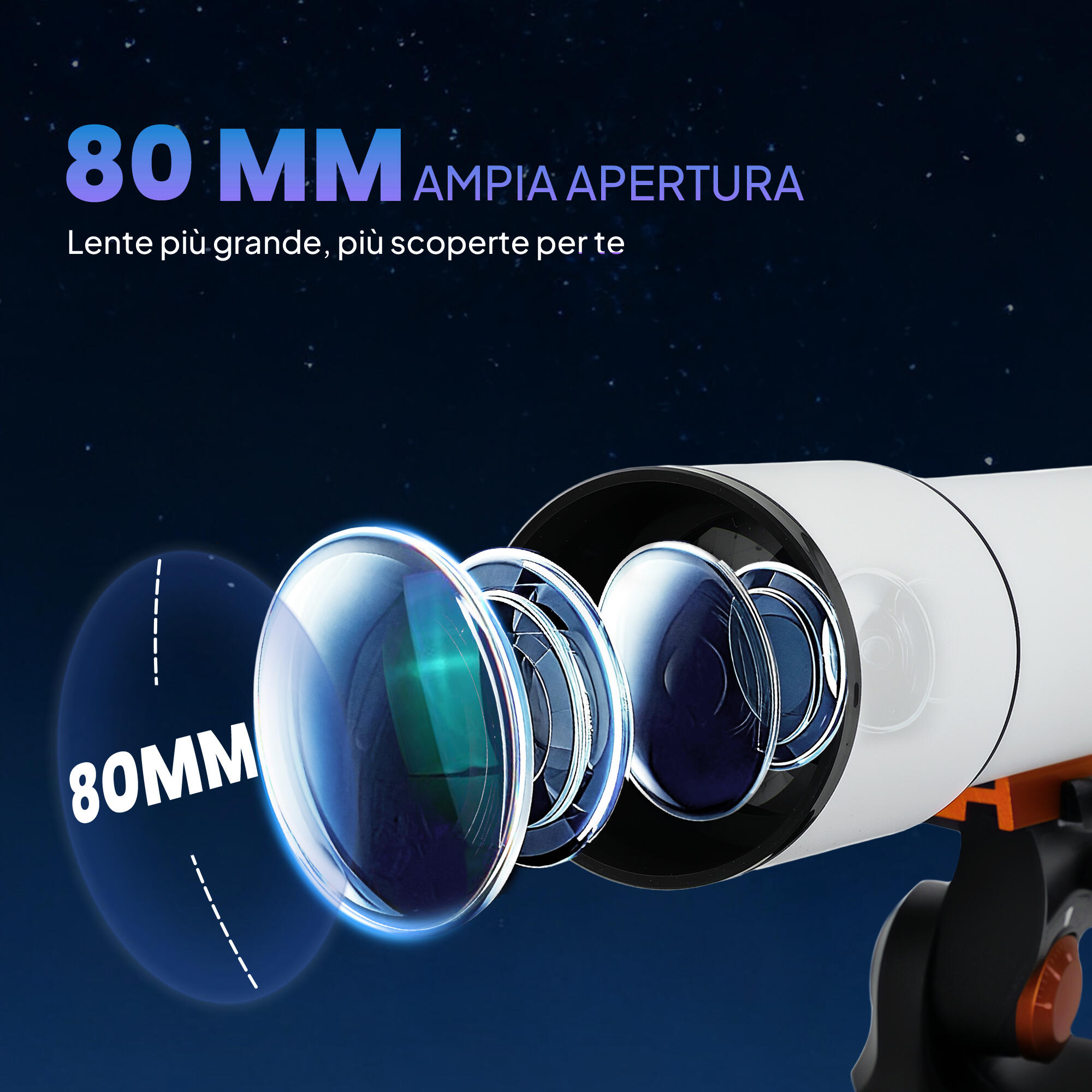 Outsunny Telescopio Astronomico con Montatura AZ e 2 Lenti Oculari Bianco Nero 4/8
