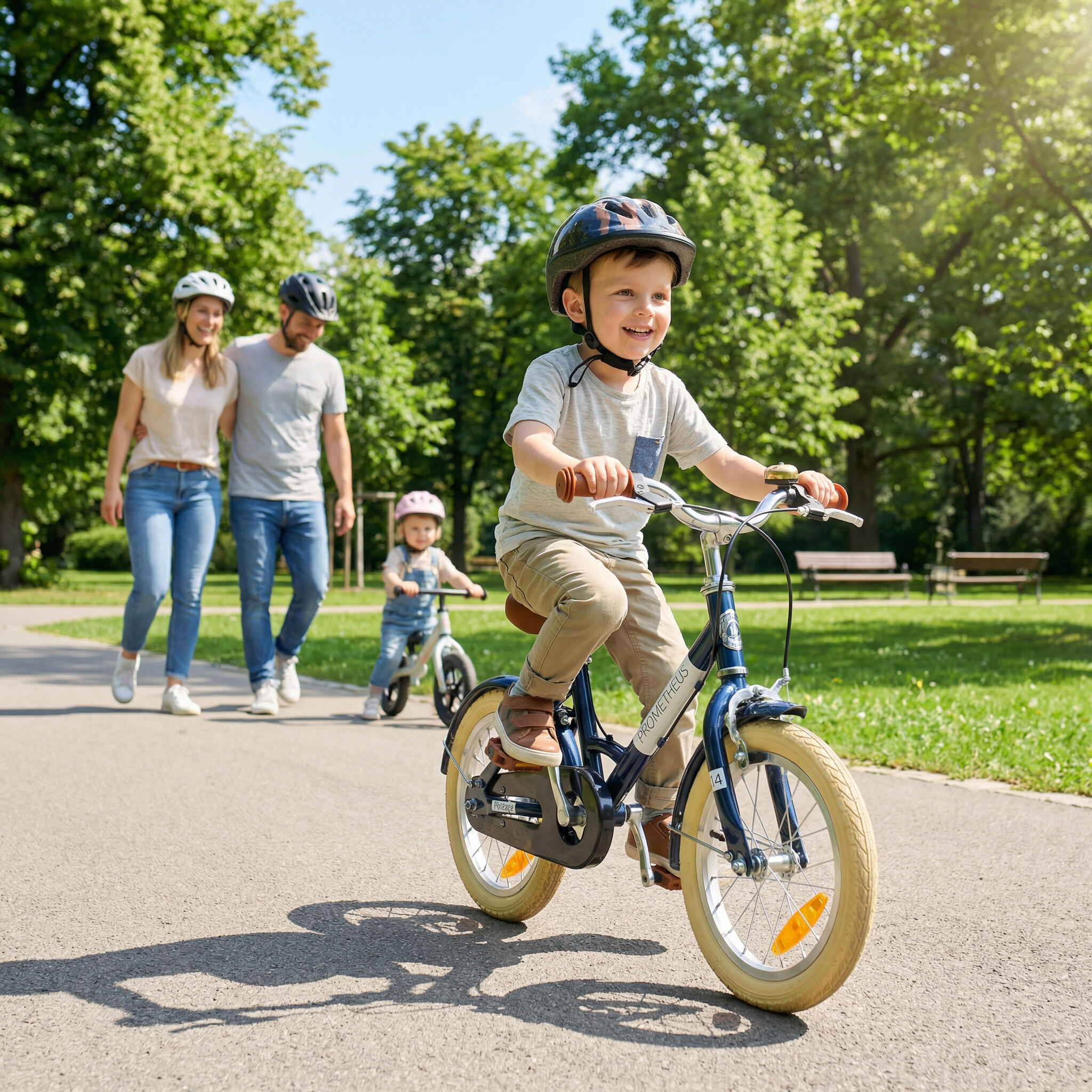 Bici bambini 12 pollici da 3 anni retrò/vintage, freno a cerchio e cavalletto 5/8