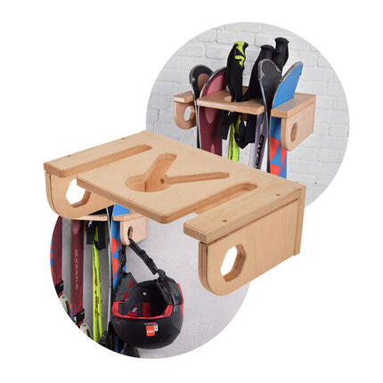 Drewniany Wieszak John Paddle na 2 Pary Narty i Kije Narciarskie