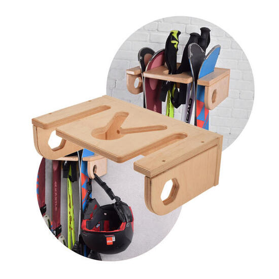 Drewniany Wieszak John Paddle na 2 Pary Narty i Kije Narciarskie