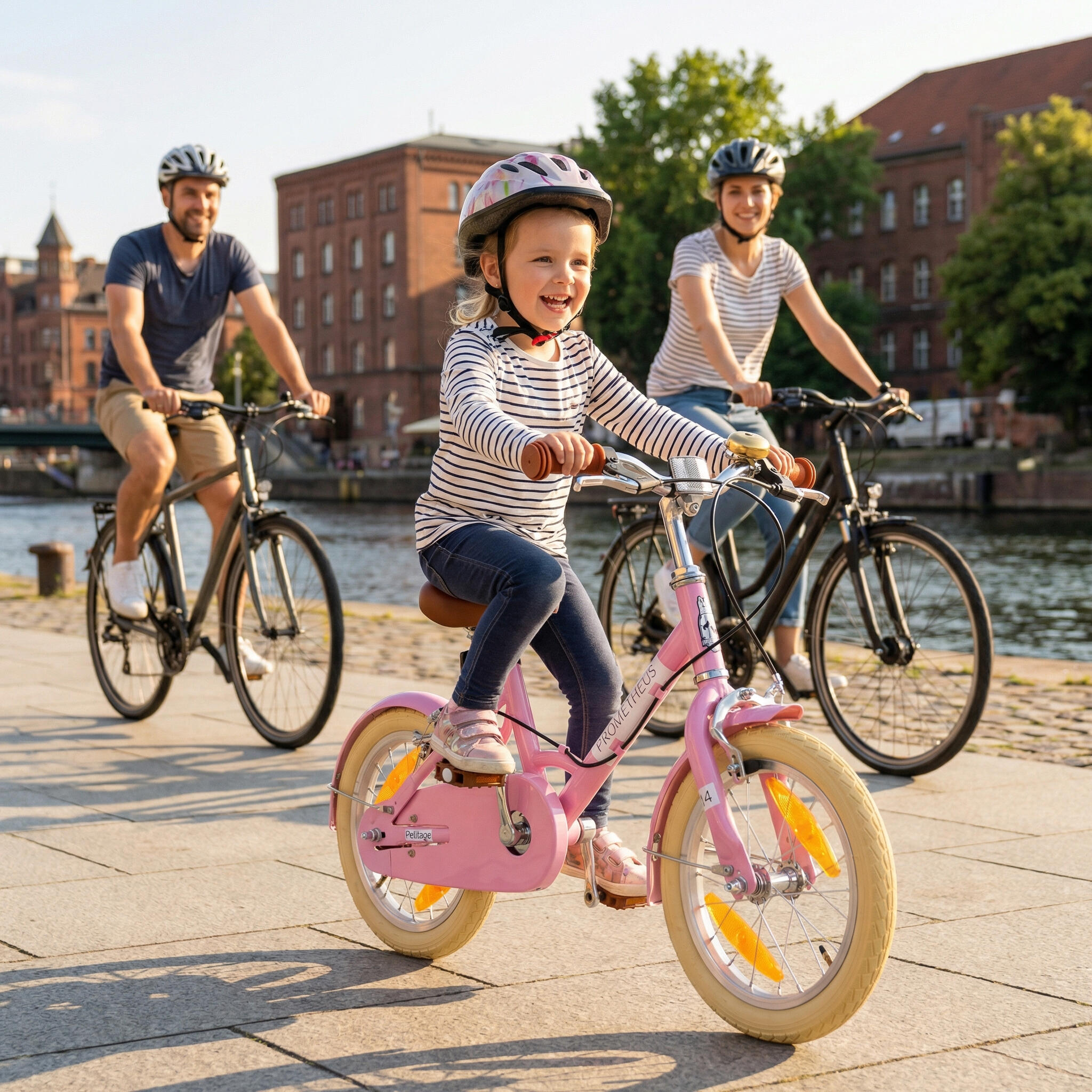 Bici bambini 14 pollici da 4 anni retrò/vintage, freno a cerchio e cavalletto 5/8