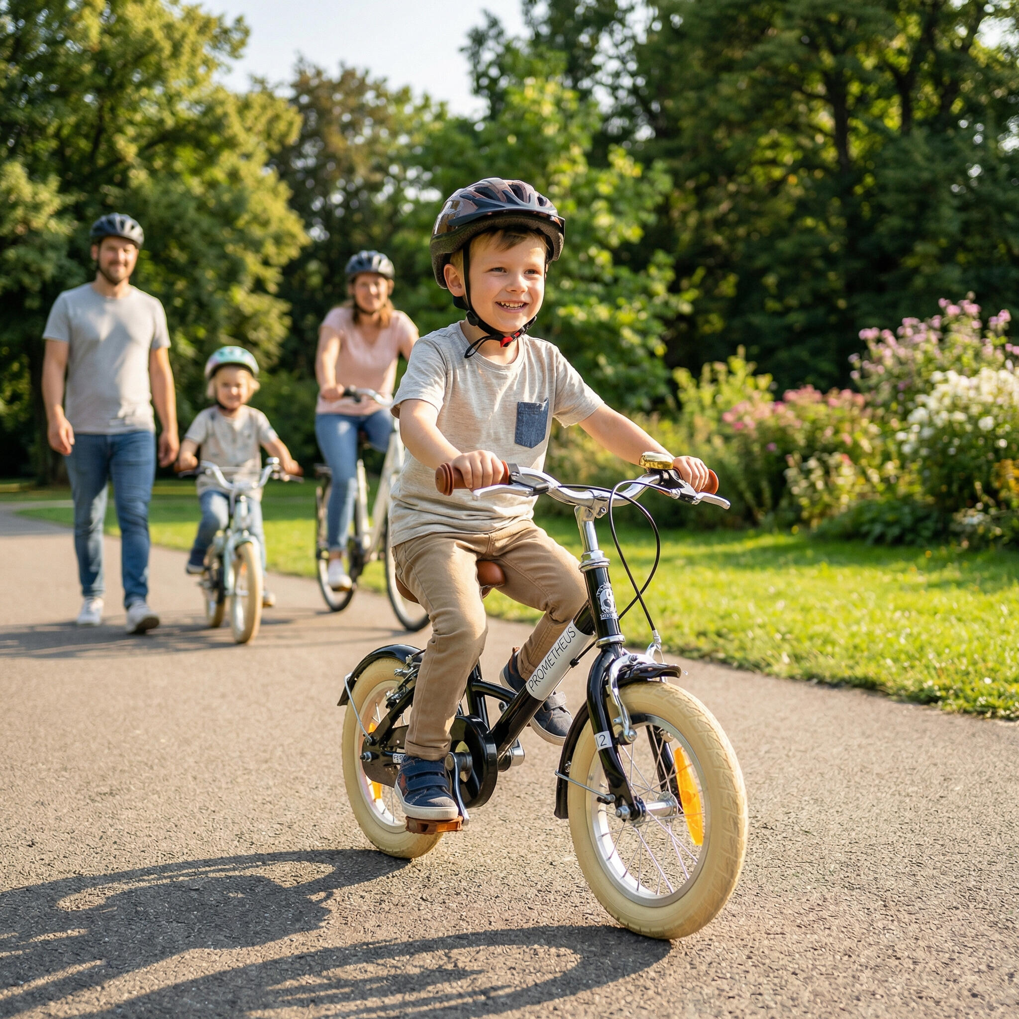 Bici bambini 12 pollici da 3 anni retrò/vintage, freno a cerchio e cavalletto 5/8