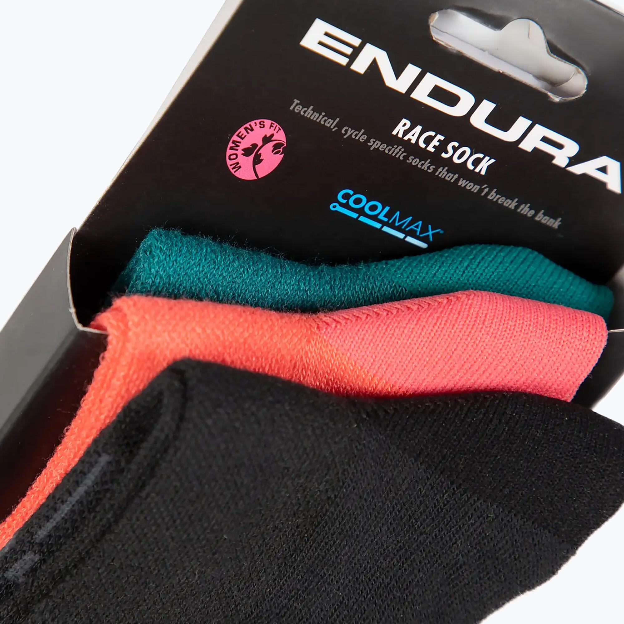Meia feminina Endura Coolmax® Race (pacote triplo) 6/7