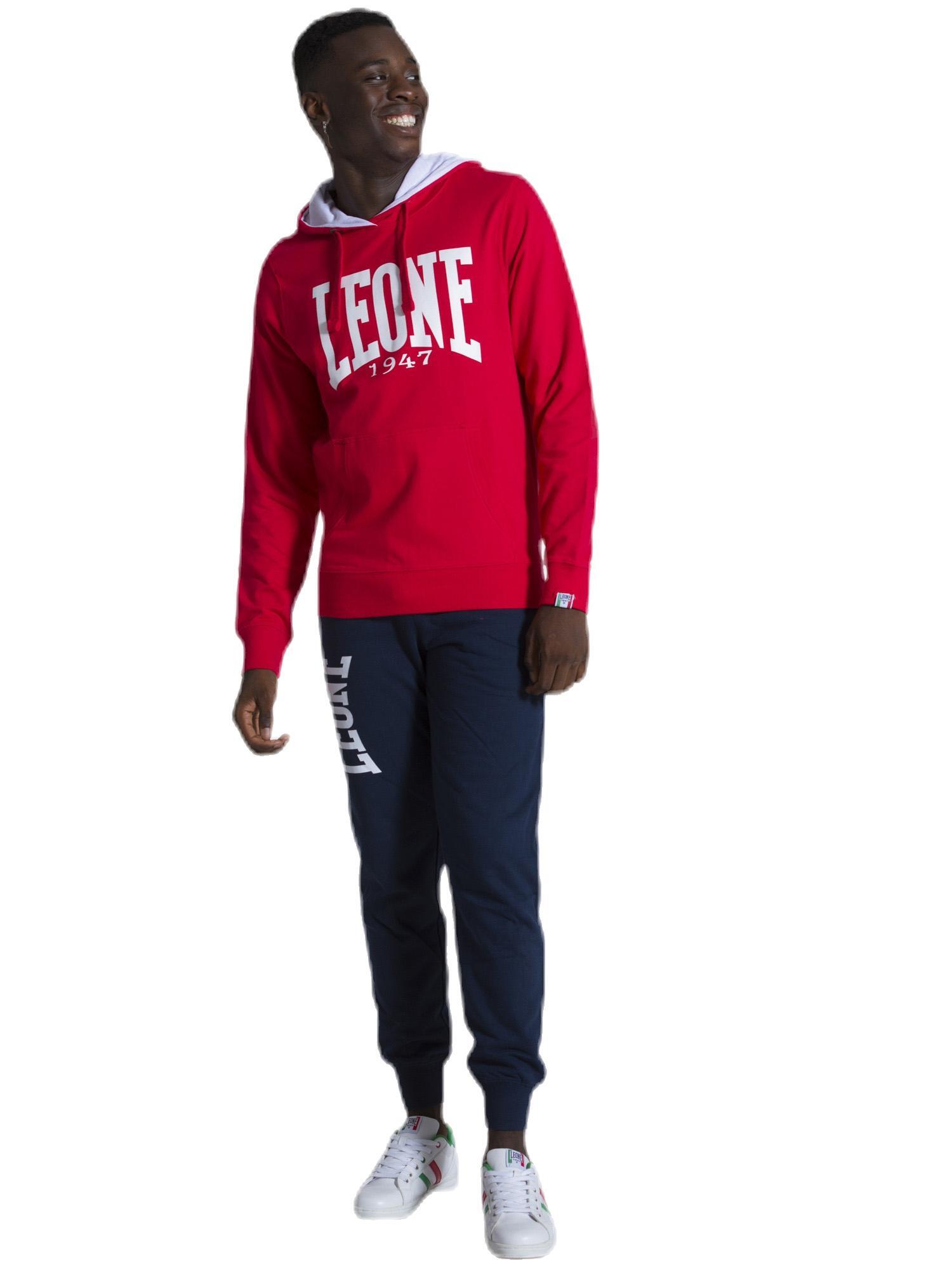 Leone 1947 Apparel Męska bluza z kapturem i dużym logo, lekka bawełna