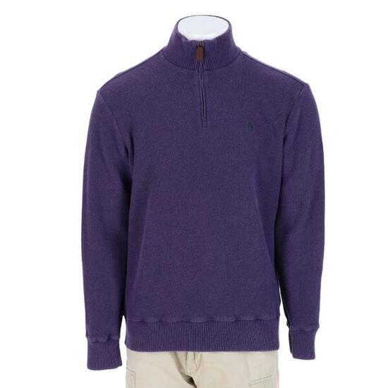 Seconda Mano - Pullover con zip collo uomo viola - Stato molto buono