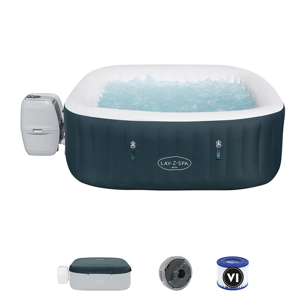 Lay-Z-Spa Ibiza, aufblasbarer, energieeffizienter AirJetWhirlpool 180 x 180 x 66 4/7