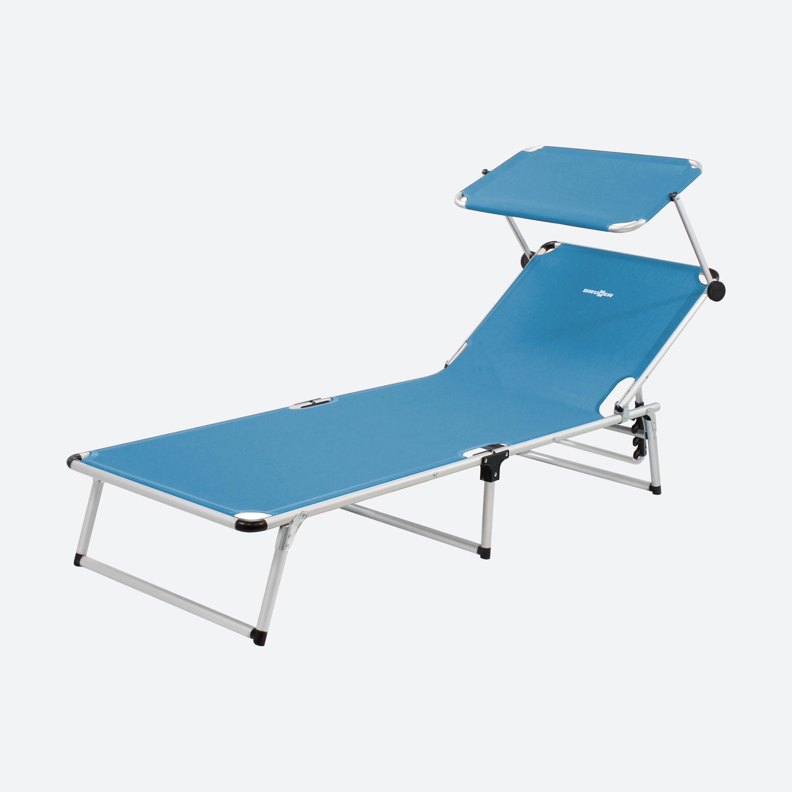 Brunner lettino malibu camping azul con tettuccio parasol 2/6