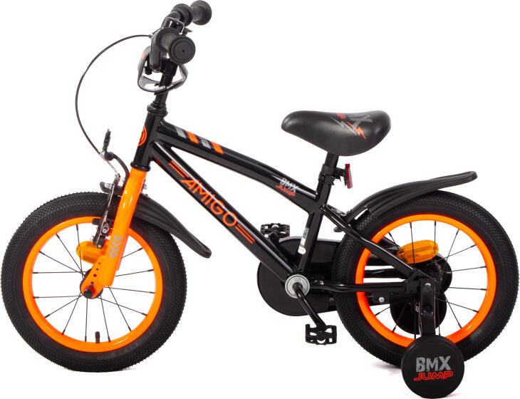 BMX Jump 14 Zoll 22,5 cm Jungen Rücktrittbremse Schwarz/Neon Orange 3/7