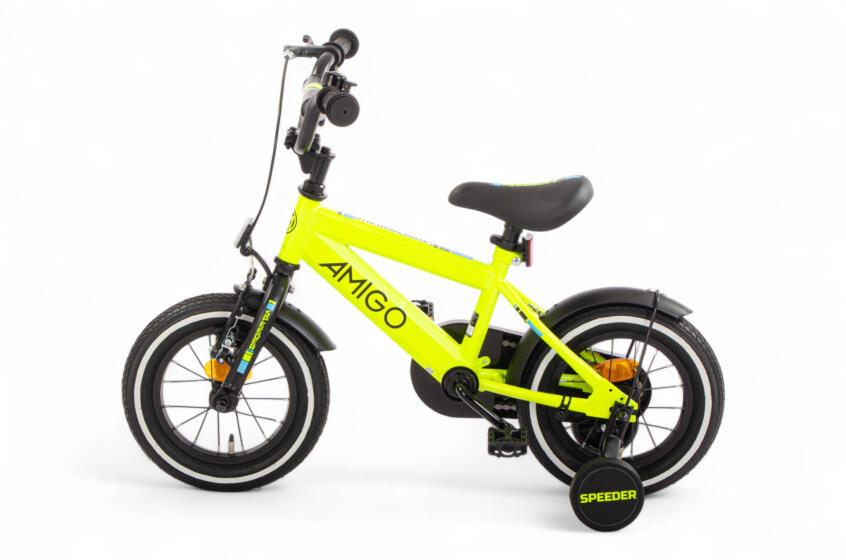 AMIGO Vélo garçon Speeder 12 Pouces Garçon Frein à rétropédalage Jaune/Noir 3/7
