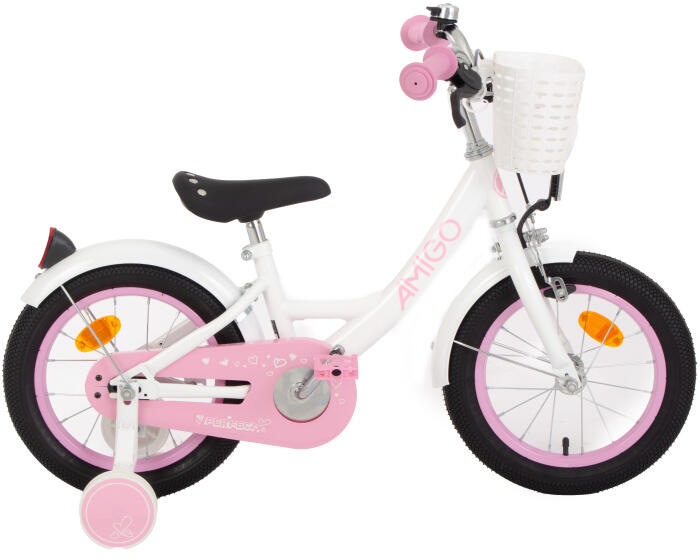 Perfect 14 Inch 22 cm Meisjes Terugtraprem Wit/Roze 3/7