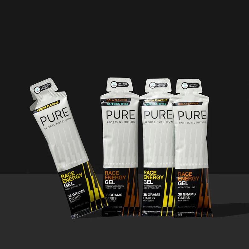Pure Performance PURE Performance + Race Energy Gel - Lemon + Caffeine 70g Gel (Single)