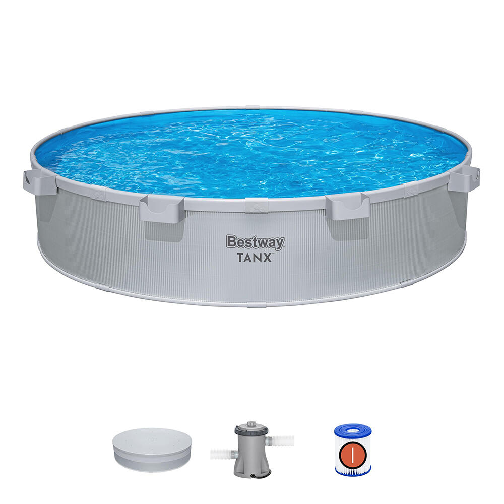 Bestway TANX 3.05 m x 61 cm Round Above Ground Stock Tank Pool, All-in-One Set 3/6