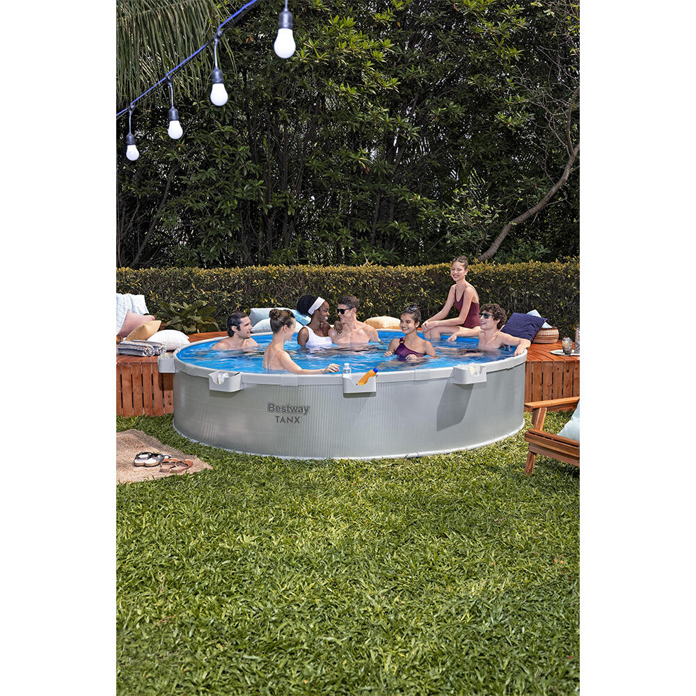Bestway TANX 3.05 m x 61 cm Round Above Ground Stock Tank Pool, All-in-One Set 2/6