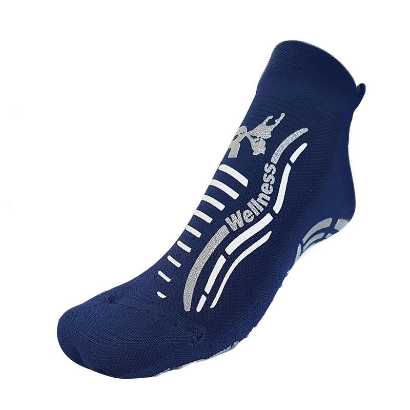 Chaussettes gym wellness classiques adulte fitness antidérapantes bleu argent