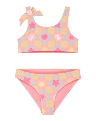 Zweiteiliges bralette-bikini-set check rosa meisjes 2-7