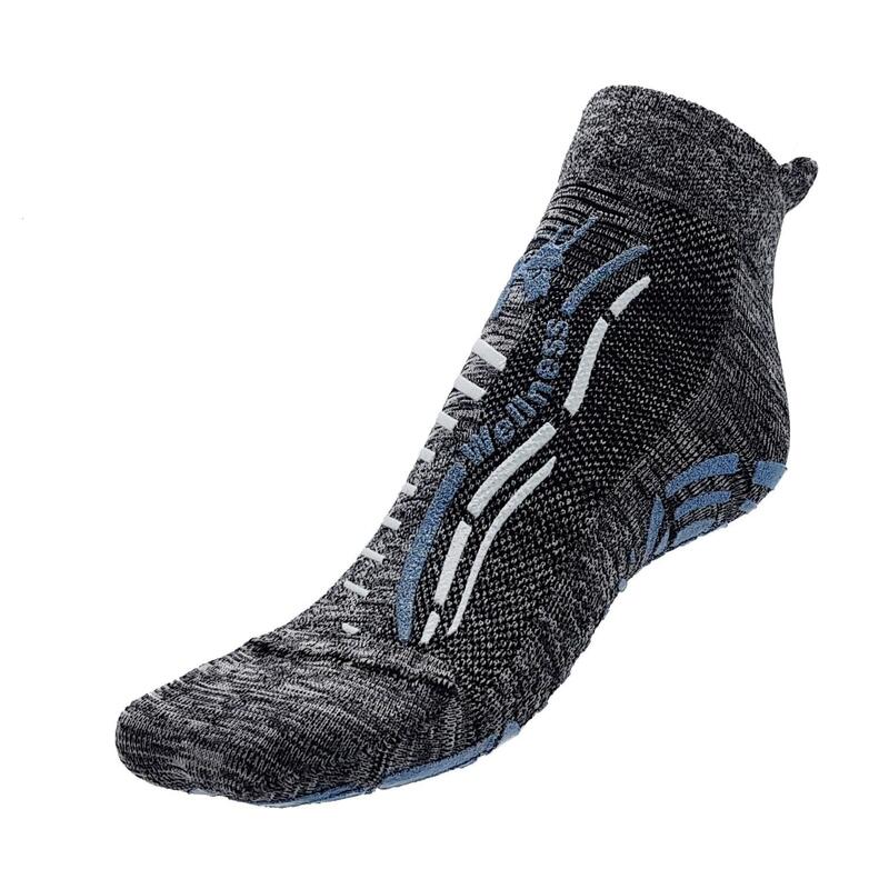 Chaussettes gym wellness classiques adulte fitness antidérapante gris chiné bleu
