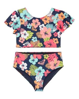 Crop-bikini-set morning flower set blau meisjes 2-7