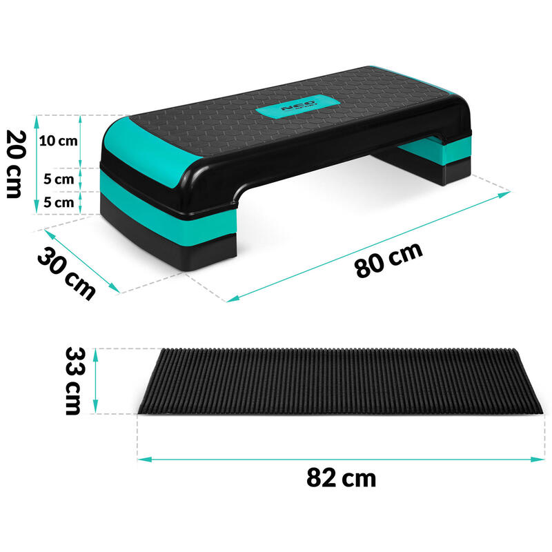 Step de aeróbica Neo-Sport NS-402, 80x30x10/15/20cm, turquesa.